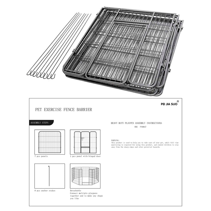 8 Panels Dog Pen Indoor 32" Height x 24" Width RV Dog Exercise Pen